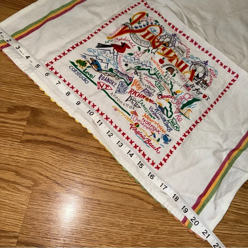 Catstudio‎ Virginia State Kitchen Tea Towel printed and embroidered 21”x28”